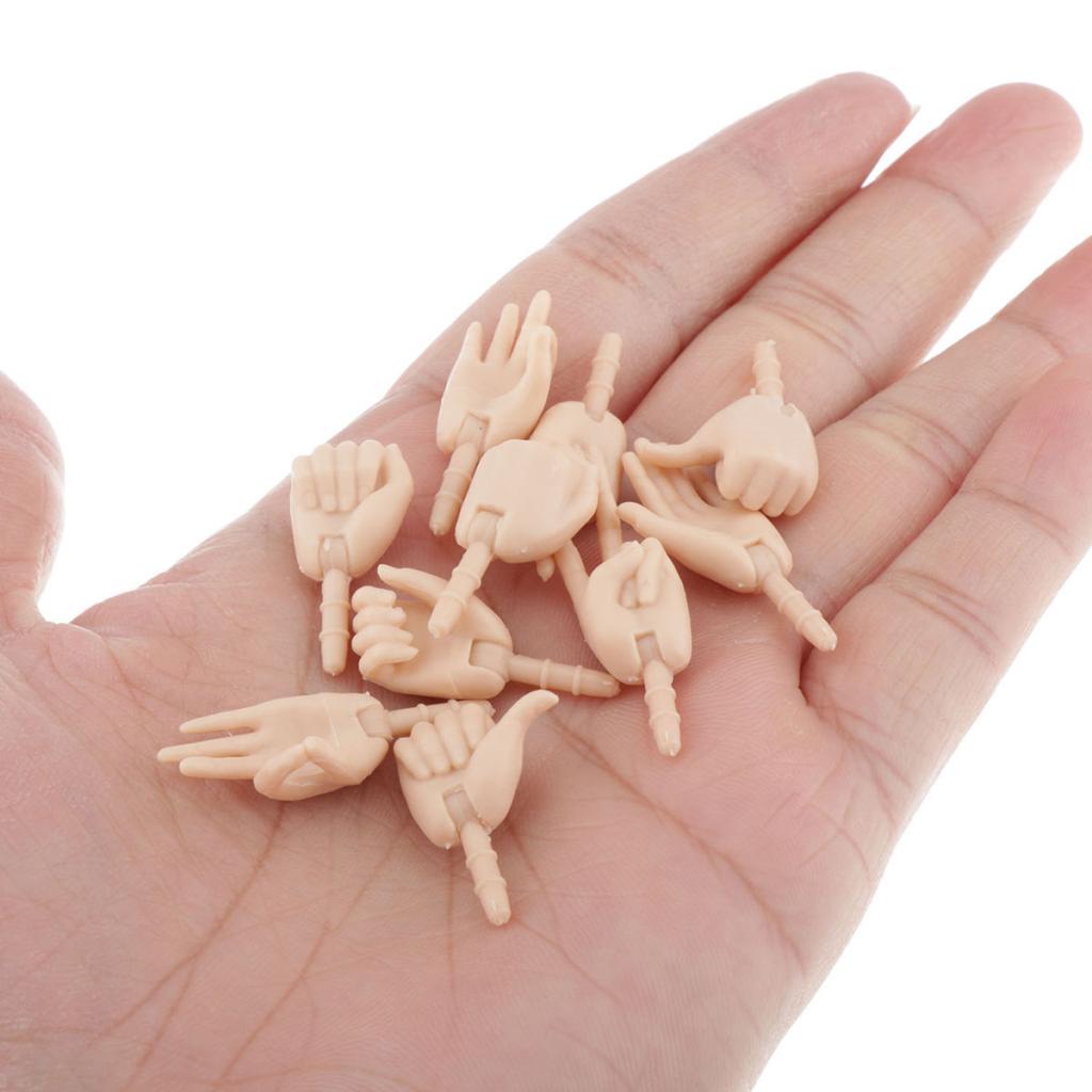 5 Pairs Movable Hands for 1/6 Doll Custom Body Parts Accessory Normal Skin