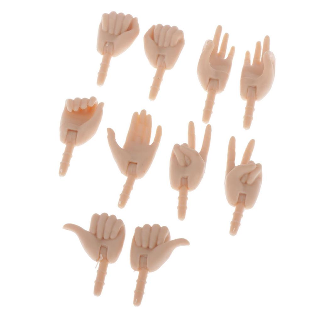 5 Pairs Movable Hands for 1/6 Doll Custom Body Parts Accessory Normal Skin