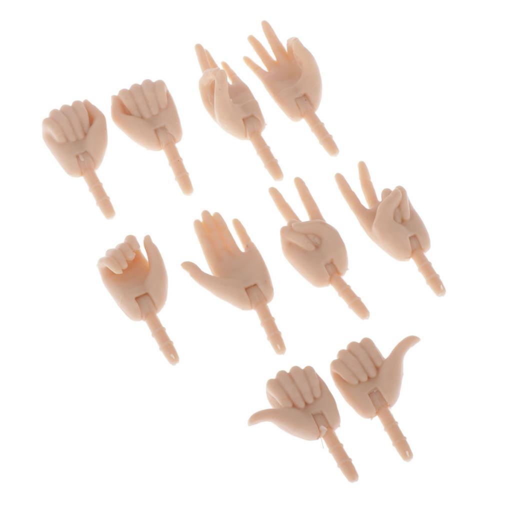 5 Pairs Movable Hands for 1/6 Doll Custom Body Parts Accessory Normal Skin