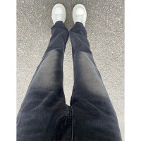 菸灰漸層洗水復古直筒褲牛仔褲女男寬鬆高腰顯瘦闊腿長褲子秋季潮