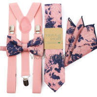 Модные цвета розовые темно-синие эластичные подтяжки цветочный хлопковый бант 6 см галстук Карманный платок мужской свадебный бандаж Подарочный аксессуар