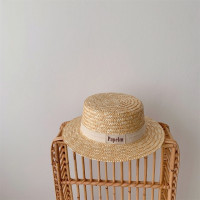 Летняя модная соломенная шляпа с защитой от солнца для мальчиков, шляпа для маленьких девочек с буквенным принтом в рыбацком стиле, простая дышащая пляжная шляпа