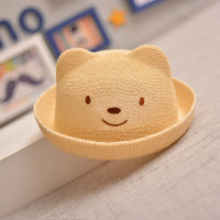 Летняя соломенная шляпа для маленьких девочек, шляпа от солнца с милым медведем и ушами, пляжная шляпа с солнцезащитным козырьком и шнуровкой, уличная пляжная шляпа с защитой от УФ-лучей, детские шляпы