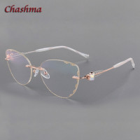 Очки Chashma кошачий глаз, титановые очки без оправы, женские очки без оправы, окрашенные цветные линзы