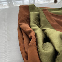 100桑蠶絲 新款V領拼色復古風氣質寬鬆洋裝8G4/30218