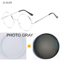 Фотохромные с защитой от синего излучения Рецептурные очки для близоруких-0,5 до-10 для мужчин и женщин, сплав, круглая оправа, близорукость, астигматизм F178