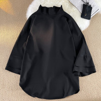 暗黑繫個性小高領冰絲T恤男小眾疊穿七分袖山本耀司痞帥寬鬆短袖