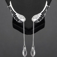 Женские серьги-гвоздики с крыльями ангела и перьями