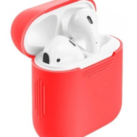 Силиконовый чехол для наушников Apple AirPods 2/ Apple Airpods 1  (чехол для аирподс 1/аирподс 2),красный, Cavolo