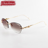 Очки для близорукости Chashma женские, роскошные тонированные солнцезащитные очки для чтения, титановая оправа без оправы с алмазной резкой