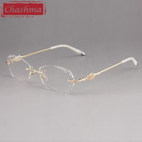 Женские очки без оправы Chashma, дизайнерские очки со стразами, оправа из сплава с прозрачными камнями, женские очки по рецепту
