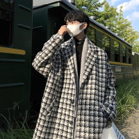 千鳥格中古vintage外套潮牌高級感毛呢子大衣cityboy風衣美式復古