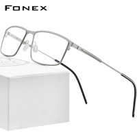 FONEX сплава очки рамки Для мужчин квадратный близорукости, очки, прописанные оптические очки 2021 новые мужские часы в Корейском стиле безвинтовое F1022