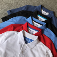 歐美訂單，潮牌自留 春夏翻領純棉簡約珠地棉休閒短袖T恤polo衫男