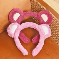 韩国东大门毛绒草莓色发箍2022年新款秋冬洗脸束发带压发防滑发卡