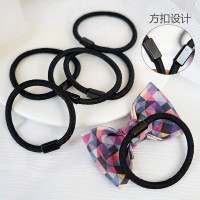 方扣发圈塑料扣发圈DIY饰品配件黑色基础发绳皮筋蝴蝶结直接粘