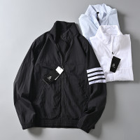 外貿原單時尚拼條設計UPF50+夏季男士輕薄立領防曬透氣網格皮膚衣