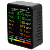 2X 6 в 1 PM2.5 PM10 HCHO TVOC CO CO2 детектор качества воздуха CO CO2 Монитор формальдегида офисный тестер качества воздуха, черный