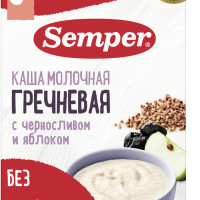 Каша гречневая детская Semper с 6 месяцев, с черносливом и яблоком, молочная, сухая, 180 г