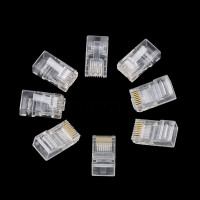 Переходник RJ45, 20 шт./лот, для сетей Ethernet, с прозрачными головками, 8-контактный разъем RJ45, CAT5, CAT5e, Cat6, модульный кабель