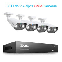 IP-камера ZOSI, 8 Мп, 5 Мп, POE, 8 каналов, 4K, NVR