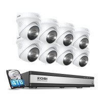 ZOSI 4K 16CH прожектор наружняя камера видеонаблюдения PoE система H.265 8MP умная камера безопасности система двусторонняя аудио AI обнаружение человека NVR набор
