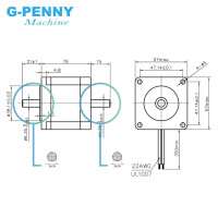 Шаговый двигатель NEMA23, 57x76 мм, двойной вал, Nema 23, 1,89n. m, 4-проводной 1,8deg, двойной вал 3A 270Oz-in для станка с ЧПУ