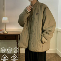 古著vintage棉服潮牌高級感菱格棉衣棒球領棉襖男ins日系風格穿搭