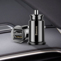 Baseus Mini Dual USB Автомобильное зарядное устройство 5 в 3,1 а Быстрая зарядка 2 порта USB телефон авто зарядное устройство адаптер для Мобильный телефон планшет автомобильное зарядное устройство