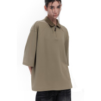 ESAT 23SS插肩袖拼色拉鍊百搭雙色短袖POLO衫