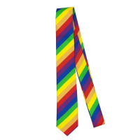 Классический галстук в радужную полоску, повседневный модный галстук в семи цветах, галстук-бабочка из искусственного полиэстера с принтом, подходит для сцены