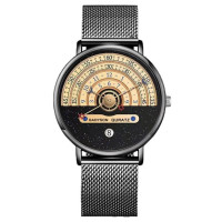 Модные мужские кварцевые наручные часы New Star and Moon Concept, черно-белые часы с календарем