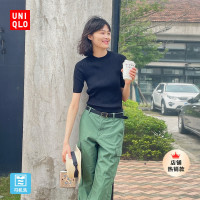 Uniqlo女裝 精紡美利奴羊毛羅紋針織衫(五分袖 打底衫新品)461033