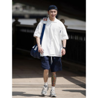 Bellken22SS CityBoy日系復古寬鬆Polo衫T恤男短袖純色廓形流行潮