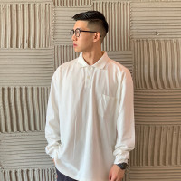 五號渡口WHOOPSY 日系復古寬鬆長袖polo衫男士秋季打底衫潮流T恤