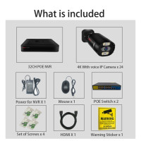 Комплект камер видеонаблюдения, 4K 8 Мп 32 канала/16 каналов, POE IP NVR, аудио, наружная система видеонаблюдения, датчик присутствия, цветное ночное видение, комплект камер наблюдения