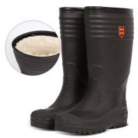 Зимняя непромокаемая обувь из резиновые сапоги теплые хлопка, Мужская Водная обувь с высоким бочком, водные ботинки, Мужская Резиновая обувь с мехом
