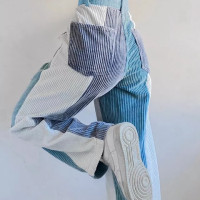 Женские вельветовые брюки Rockmore, мешковатые брюки с высокой талией и контрастными вставками, уличная одежда Y2K, повседневные Прямые брюки-Капри, 2021
