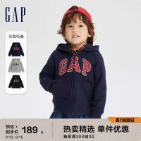 Gap男幼童秋季2023新款LOGO碳素軟磨抓絨厚棉T794473兒童套裝連帽衫