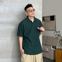 槓叔夏季男士純色POLO衫休閒簡約上衣短袖時尚T恤T恤寬鬆百搭潮