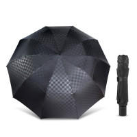 Двухслойный складной зонт от дождя для мужчин и женщин, большие ветрозащитные деловые зонтики 10 к, Мужской зонтик в темную сетку, семейный дорожный