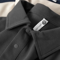 日常通勤穿搭~深灰色210g珠地棉短袖POLO衫男高級灰翻領半袖T恤女