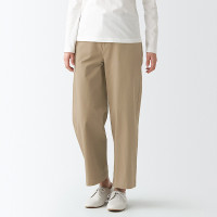 無印良品 MUJI 女式 橫豎彈力絲光斜紋輕便寬版褲 褲子長褲