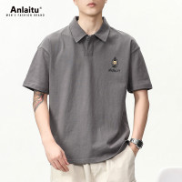 美式簡約polo衫短袖t恤男夏季潮牌復古高級感寬鬆半袖休閒上衣男