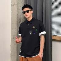 徐太浪美式嘻哈車標貼Polo衫短袖男夏季寬鬆休閒翻領男士T恤上衣潮