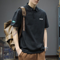 日系翻領polo衫短袖男痞帥百搭高級感純棉t恤夏季寬鬆有領上衣潮