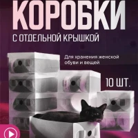 Коробка пластиковая с крышкой 28*18*10 см, 10 шт.