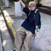 日系復古寬鬆POLO衫男女中性風格cityboy慵懶工裝休閒短袖T恤上衣