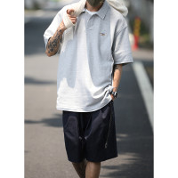 LH store日系輕薄款刺繡翻領短袖polo衫男短袖cityboy寬鬆休閒T恤