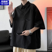 日系高街短袖翻領polo衫男ins夏季加肥加大碼潮流寬鬆工裝半袖T恤